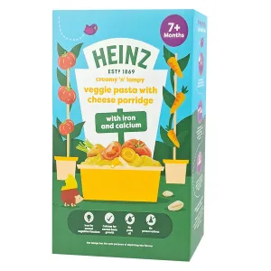 Heinz Creamy 'n' Lumpy Veggie Pasta with Cheese Porridge with Iron & Calcium 200g (7M+)